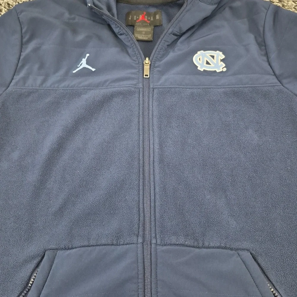 Jordan UNC Tar Heels Full Zip Hoodie Men Large Navy Blue NCAA Jumpman
